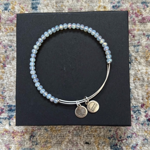 Alex and Ani Jewelry - 🤍Alex and Ani clear crystal bead bracelet with silver bangle.